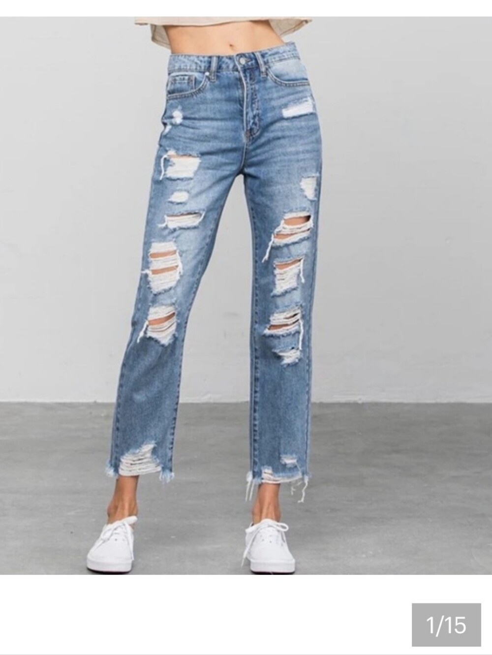 Insane Gene Women's Size 11 Light Blue Ripped High-Rise Girlfriend Jeans NWT